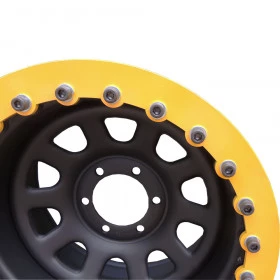 Roda c/ Beadlock modelo DAYTONA BLACK Estilo Mangels 15x8 6 furos de 139,7 toyota hilux e bandeirante até 1999, Engesa até 1995, D 20 até 1995 - Soldas e balanceamento perfeitos  