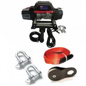 KIT PAI 4x4: Guincho Elétrico Winch 12.000lbs / 5400kg Australian Design 2018 Controle 2 em 1 + Cinta 5M / 5 Ton. + Pate