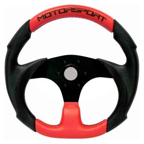 Volante Esportivo Preto com Vermelho com cubo para todos os veículos diâmetro 330 mm