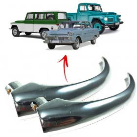 Kit com 2 Maçaneta Interna da Porta Dianteira da Rural / F-75 / Aero Willys 1967 em diante (30123)
