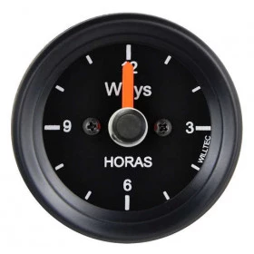 Relógio Marcador de Hora Fundo preto, Ponteiro Laranja e Aro Preto para Jeep Willys - Todos os Anos