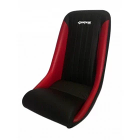 Banco Estilo Retrô Fixo BA06 San Marino em Courvin Preto c/ lateral interna em vermelho - Ideal para Roadster ou Spiders