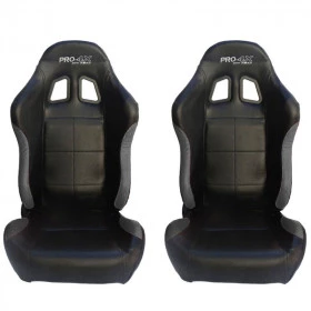 Par de Banco Concha Reclinável Preto com Cinza  X1 Seat – AUS - Feito em Espuma Injetada - Acompanha trilhos universais