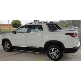 Estribo Plataforma para Fiat Toro Preto com Friso Cromado