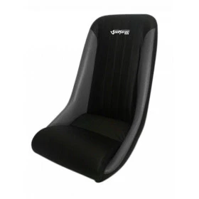 Banco Estilo Retrô Fixo BA06 San Marino em Courvin Preto com lateral interna em cinza - Ideal para Roadster ou Spiders
