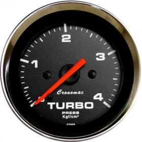 Pressão do Turbo 3 Kgf/cm² ou 4 Kgf/cm²  - ø=60mm - Cronomac Linha Croma Preto