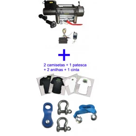 Guincho Elétrico WINCH 16.000lbs 12v Capacidade de Carga 7240 Kg + 1 controle sem fio + 1 controle com fio + 2 Brindes C