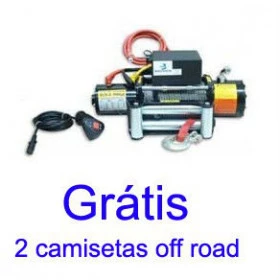 Guincho Elétrico Winch 9.000lbs 12V Capacidade de Carga 4310kg + UM CONTROLE REMOTO SEM FIO + Grátis 2 camiseta off ro