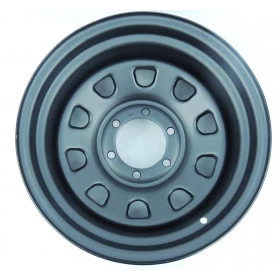 Roda 16x8, 6 Furos de 139.7 Daytona Black em Aço Estilo Mangels Preto Fosco Eletrostático - 