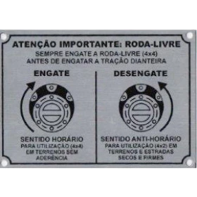 Plaqueta de Indicação do Acionamento da Roda Livre para todos 4x4 c/ Roda livre