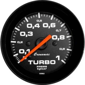 Pressão do Turbo 1 Kgf/cm² ou 2Kgf/cm²  - ø=52mm - Cronomac Street Preto