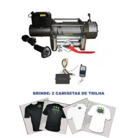 Guincho Elétrico WINCH 16.000lbs 12v Capacidade de Carga 7240 Kg + 1 controle com fio + 2 Brindes Camisetas monster