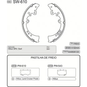 Sapata - 279x60 - Toyota Hillux/ SW4 - SW 610