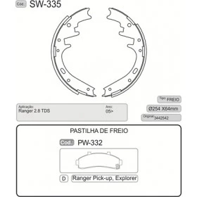Sapata - 280x64 - Ford Ranger /Explorer - SW 335