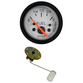 Combo Relógio medidor de combustível 52mm fundo branco ponteiro laranja com boia 6 furos para Jeep Willys