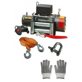 Guincho Elétrico 16.000 lbs+ GRÁTIS Controle s/ Fio + Cinta Reboque 5 Metros -  5 Ton. + Anilha 2 toneladas + Luva Refor