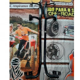 PAR DE ESTRIBO TUBULAR LATERAL PRETO COM PISANTE CROMADO P/ FIAT STRADA ANO 1996 ATÉ  2015 (PEÇA DE MOSTRUÁRIO )