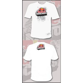 Camiseta Red Bull manga curta na cor Branca Tamanho G modelo Oficial do motocross e do off-road