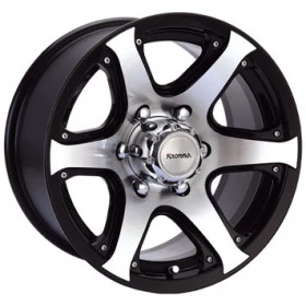 Roda de liga leve 15x8 reforçada 6 furos para Troller, Toyota band. e L-200 com off set negativo -27 na cor preta com prata diamantada