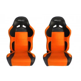 Par de Bancos Concha Reclinável Laranja com Preto X1 Seat – AUS - Feito em Espuma Injetada - importado acompanha trilhos