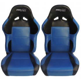 Par de Bancos Concha Reclinável Azul com Preto X1 Seat – AUS - Feito em Espuma Injetada - importado acompanha trilhos un