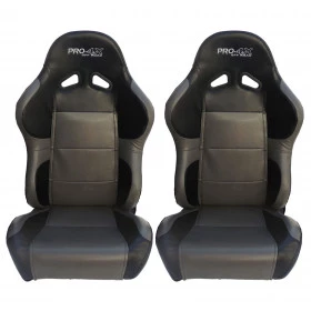 Par de Bancos Concha Reclinável Preto e Cinza X1 Seat – AUS - Feito em Espuma Injetada - importado acompanha trilhos uni