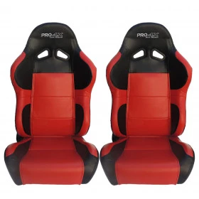 Par de Bancos Concha Reclinável Preto com Vermelho X1 Seat – AUS - Feito em Espuma Injetada - importado acompanha trilho