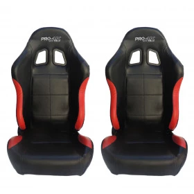 Par de Bancos Concha Reclinável Preto com Vermelho X1 Seat – AUS - Feito em Espuma Injetada - importado acompanha trilho