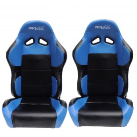 Par de Bancos Concha Reclinável Preto com Azul X1 Seat – AUS - Feito em Espuma Injetada - importado acompanha trilhos un