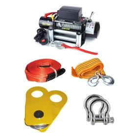 Guincho Elétrico Winch 12.000lbs + Cinta 5M / 5Ton + Cinta 5M / 3Ton com 3 Ganchos + Patesca 12.000lbs + 2 Anílhas