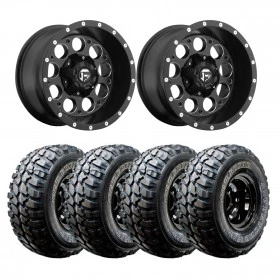 Combo: 4 Rodas 15x10 liga reforçada - Aro 15 Largura 10" 6 furos de 139,7  +  4 Pneus Adventuro GT Radial 108Q 33x12,5 R