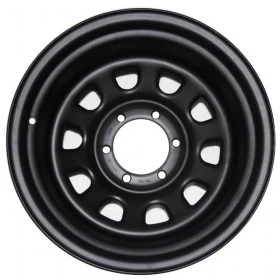 Roda 15x10 - 6 Furos de 139.7 Daytona Black em Aço (Reforçada) Estilo Mangels Preto Fosco Eletrostático - XX Wheels Custom Steel 
