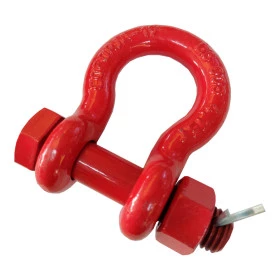 Anilha Manilha Curva 3/4" Vermelha Reforçada c/ Pino Roscado 4x4 Off Road p/ Cinta Reboque e Ponto de Ancoragem