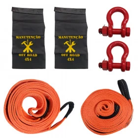 Kit Reboque Extreme - Cinta 20 ton + Cinta 5 Ton + 2 Anilhas ¾ Aço Carbono  (Grátis 2 Bolsas para os Kits )