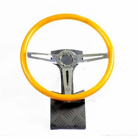 Volante SW.VWC360 - Logo VW, Madeira Lisa, Haste Cromada, Diâmetro Externo de 360mm
