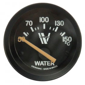 Sensor Elétrico Temperatura Água Cronomac Street 52mm - Linha especial Jeep Willys - Aro e Fundo Pretos / Grafia branco