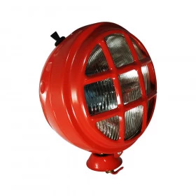 Farol Redondo de Milha com Grade vermelha 12v Universal para Rural F-75 Land Rover Trator Maxxion - Unitário