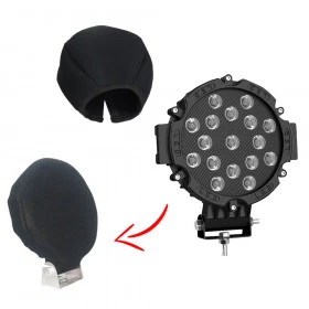 KIT / COMBO - Farol de Milha Led com Armação Preta 17,5cm / 17 Leds + Capa em Neoprene