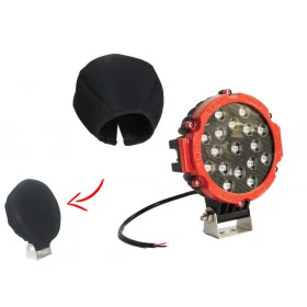 KIT / COMBO - Farol de Milha Led com Armação Vermelha 17,5cm / 17 Leds + Capa em Neoprene