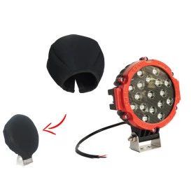 KIT / COMBO - Farol de Milha Led 17 Leds com Armação Vermelha 17,5cm + Capa em Neoprene