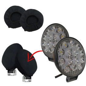 KIT / COMBO - Farol de Milha LED 42W com 14 LEDS 12v / 24v - 11,5 cm + Capa em Neoprene - O Par
