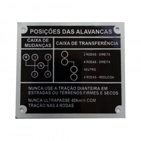 Placa / Plaqueta de Posições das alavancas Preta 4 marchas com  cambio clark  para Jeep Willys / Rural e F-75