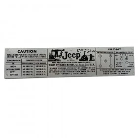 Placa / Plaqueta para Jeep Willys, Rural e F-75 - 3 marchas - Cor Alumínio
