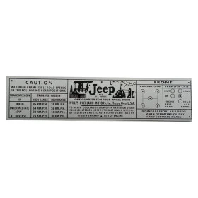 Plaqueta de alumínio Jeep / Rural e F-75 3 marchas Willys Overland Cor Prata