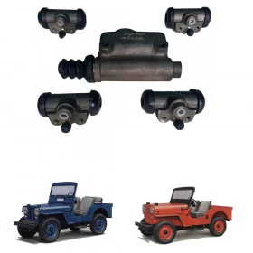 Kit de Cilindros de  Freio CJ3 de 1948 à 1954 com 2 Cilindros Dinteiros + 2 Cilindros Traseiros e 1 Cilindro Central 