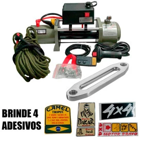Guincho Elétrico Winch 12.000lbs com Corda Sintética Verde 28m + 2 Controles com e Sem Fio - PREÇO PARA PESSOA FÍSICA