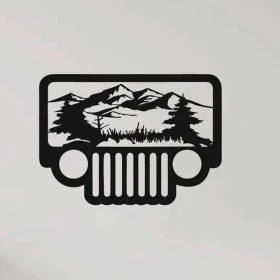 Quadro Decorativo Jeep Cor Preto Fosco Feito em Madeira