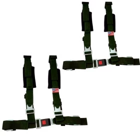 Jogo com 2 Cintos de Segurança 4 Pontos Universal (Vários Veículos) Cor Verde Importado (Gaiolas, Jeep, Bugy)