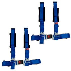 Jogo com 2 Cintos de Segurança 4 Pontos Universal (Vários Veículos) Cor Azul Importado (Gaiolas, Jeep, Bugy)