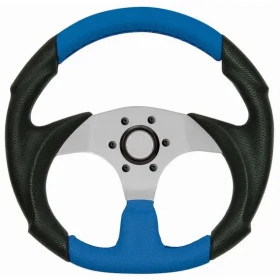 Volante Esportivo Preto com Azul com Cubo para todos os veículos Diâmetro 330mm